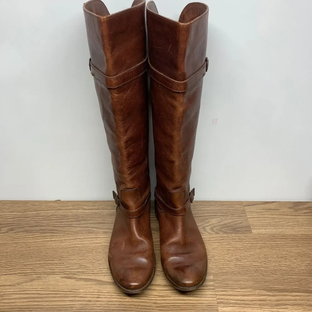 FRYE Shirley 77745 Brown Leather‎ Equestrian Riding Boots Women's 6.5B